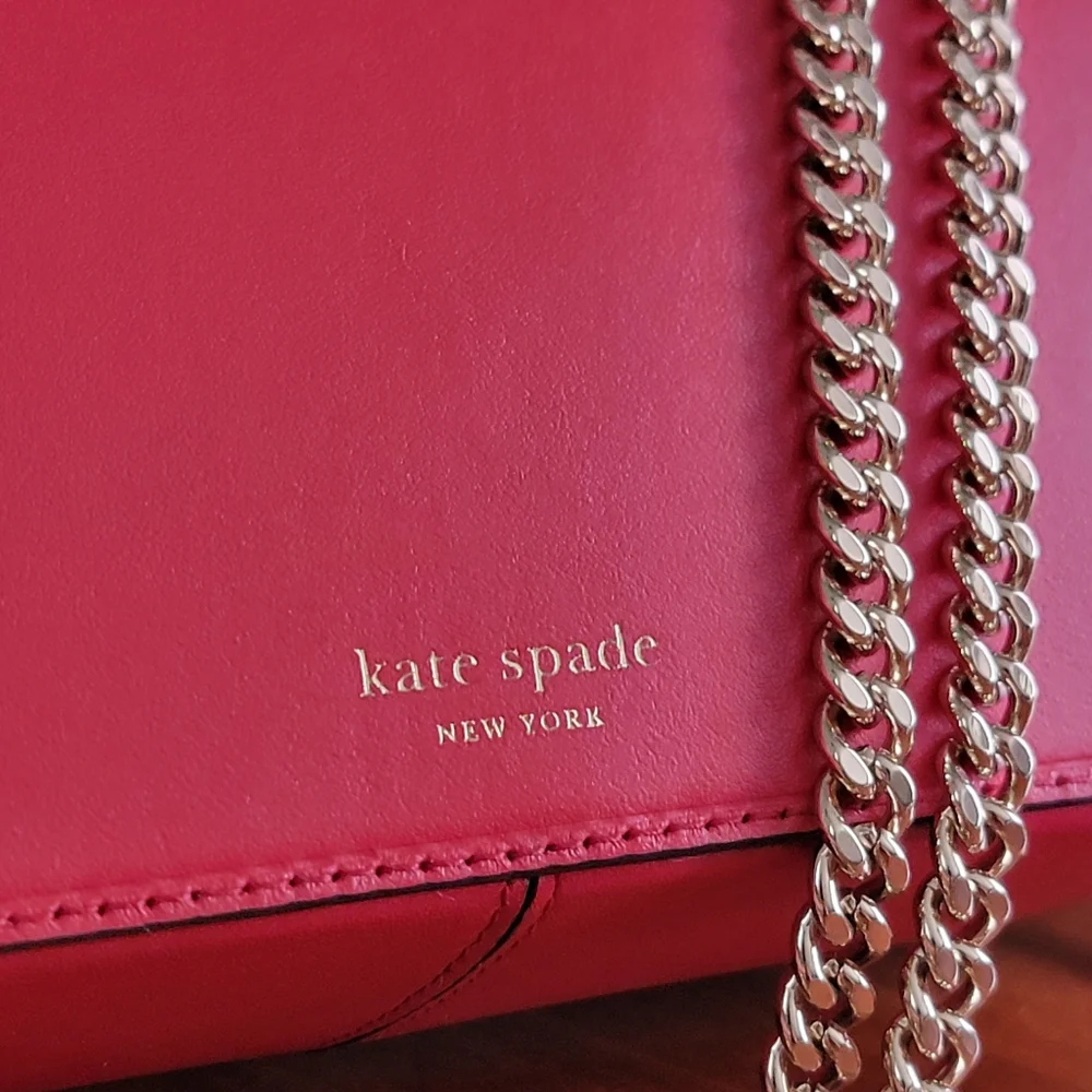 Kate Spade Izzy Red Italian Leather Chain Crossbody Bag